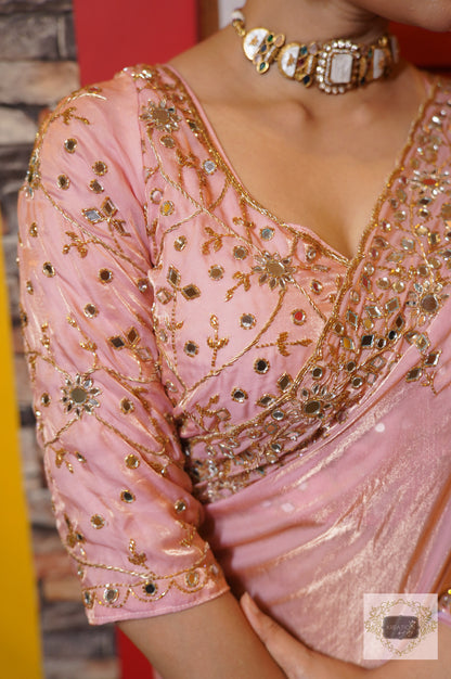 Blush Pink Sheesh Mahal Saree