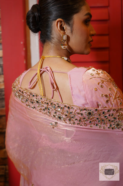 Blush Pink Sheesh Mahal Saree