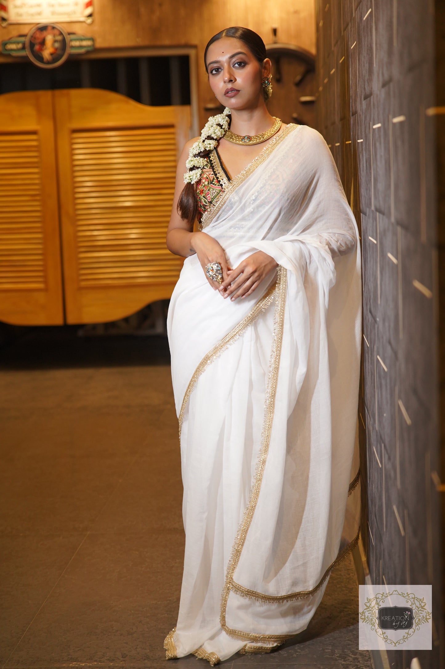 Rooh White Mulmul Saree