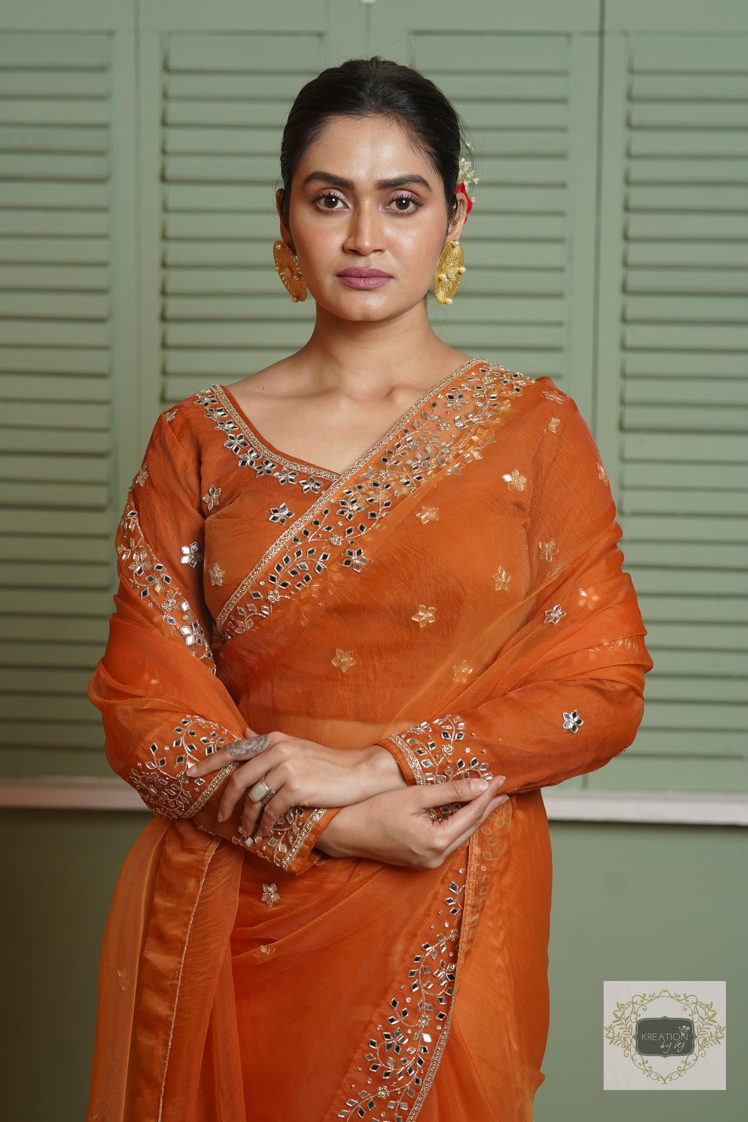 Raw Honey Sheesh Mahal Saree kreationbykj