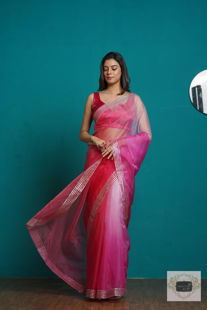 Malibu Ombré Silver Lining Saree