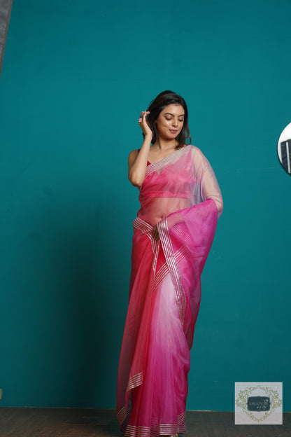 Malibu Ombré Silver Lining Saree