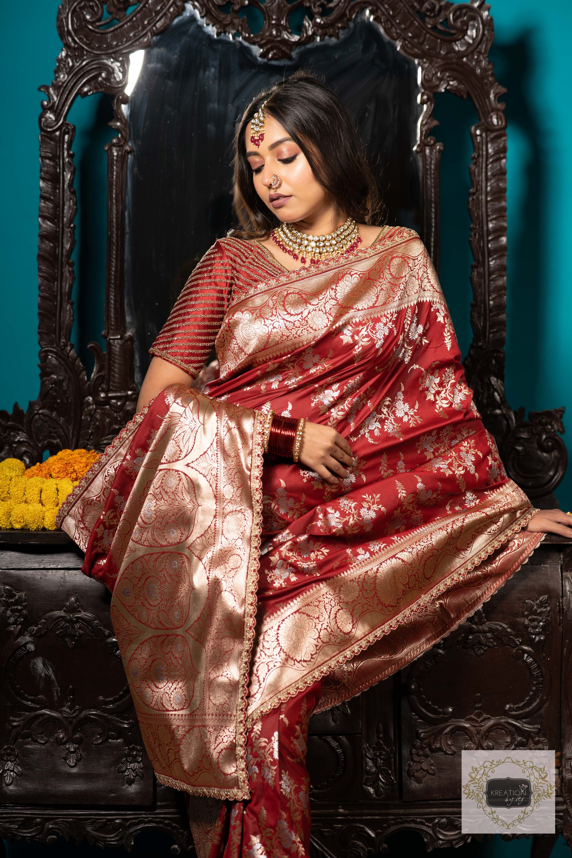 Bridal Satin Silk Embroidered Saree – Shopaholics Choice