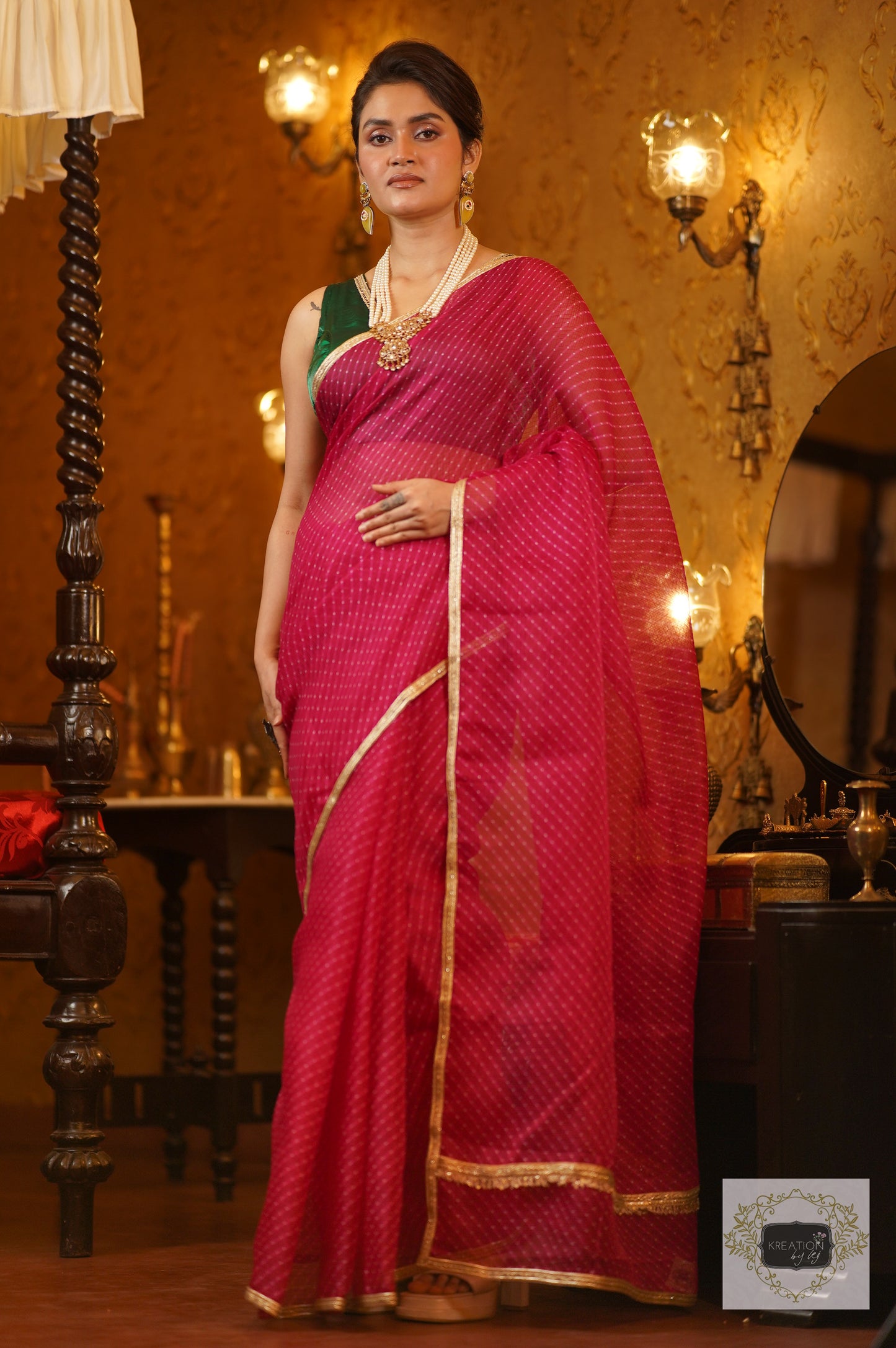 Rani Pink Leheriya Saree