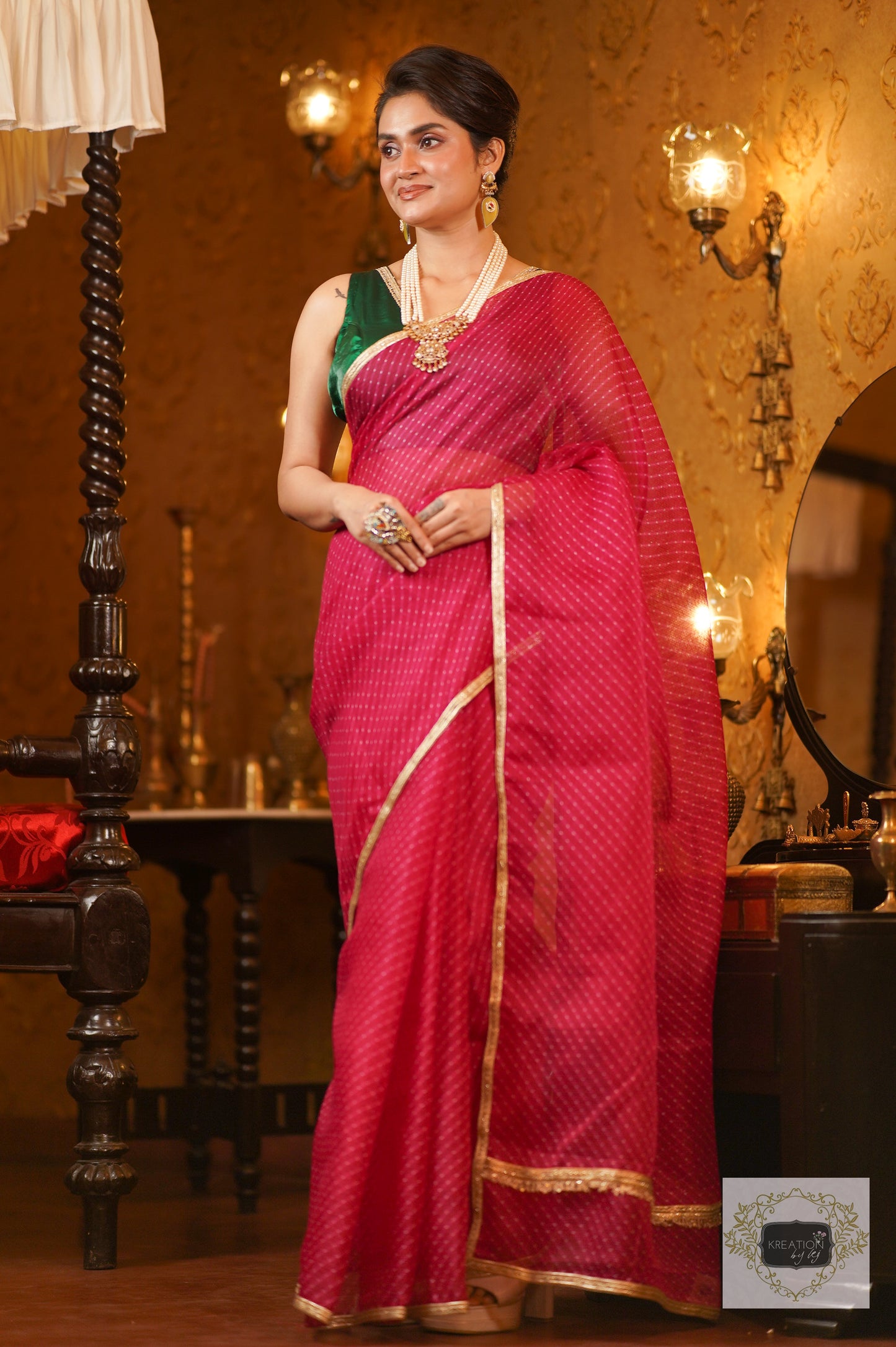 Rani Pink Leheriya Saree