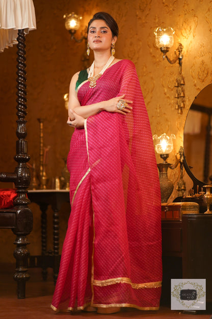 Rani Pink Leheriya Saree