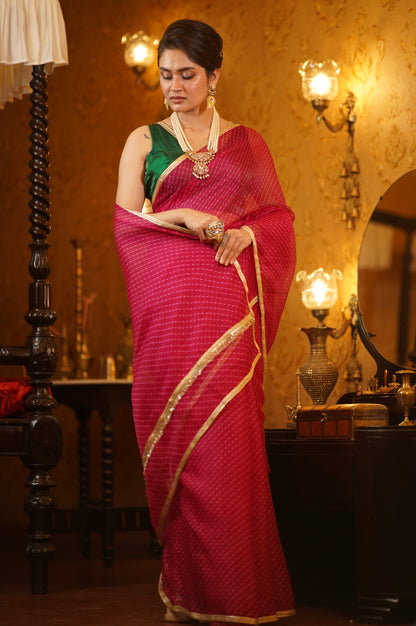 Rani Pink Leheriya Saree