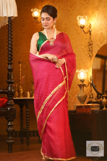 Rani Pink Leheriya Saree