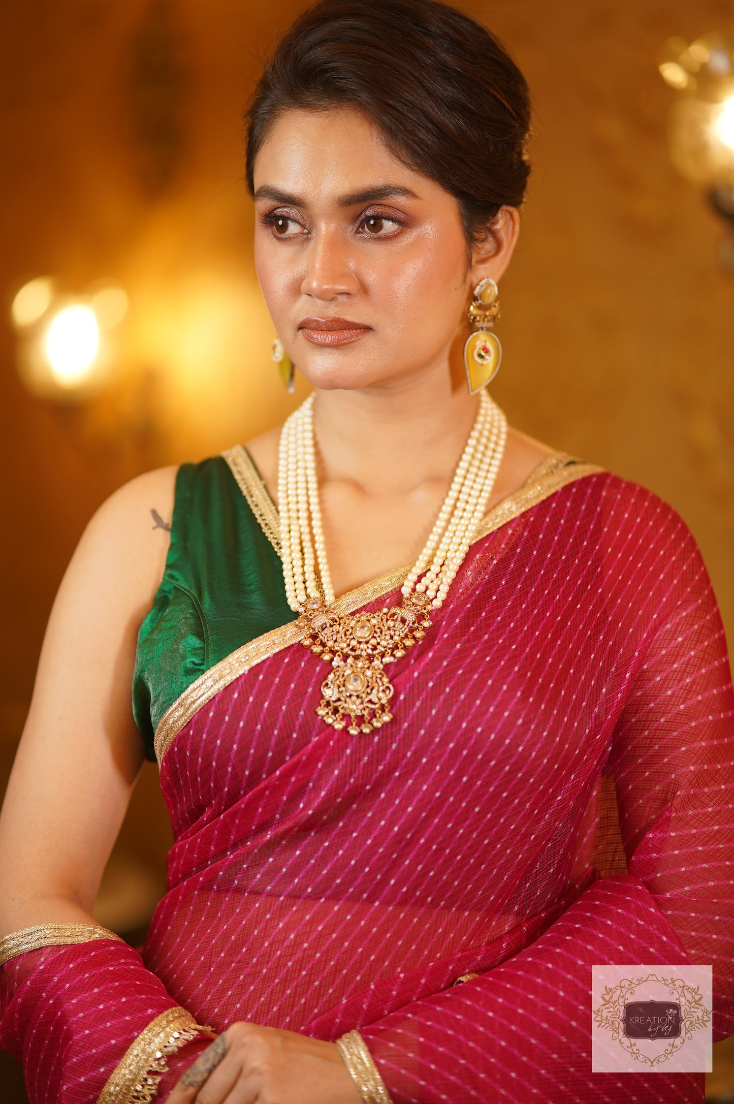 Rani Pink Leheriya Saree