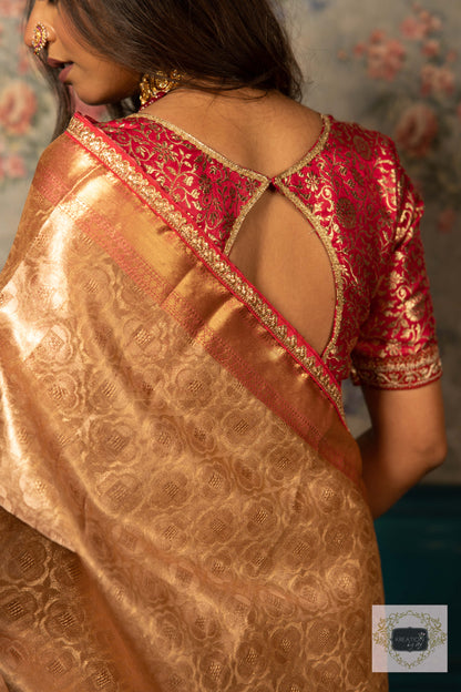 Gold and Pink Tissue Banarasi Saree