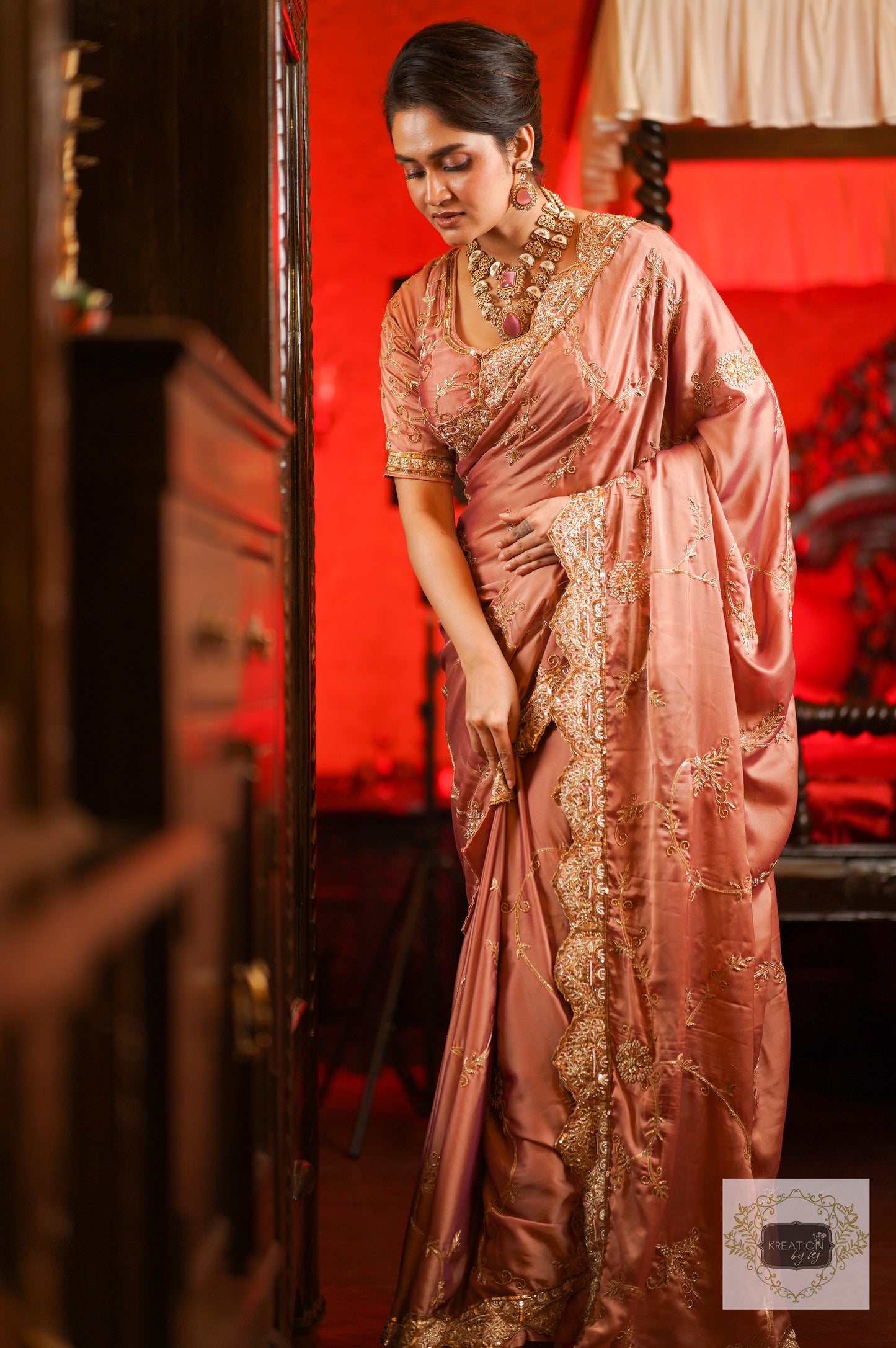 Nazm Dusty Rose Saree