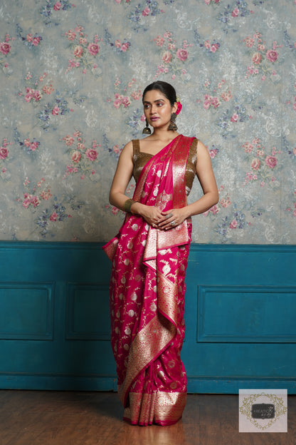 Maroon Banarasi Silk Saree