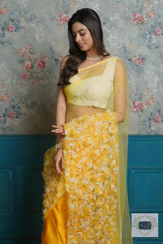 Yellow Drama Queen Saree kreationbykj