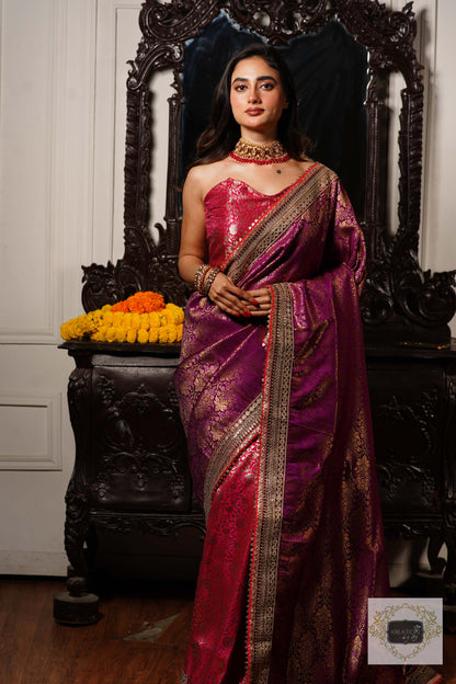 Gulab Jamuni Half Banarasi Saree