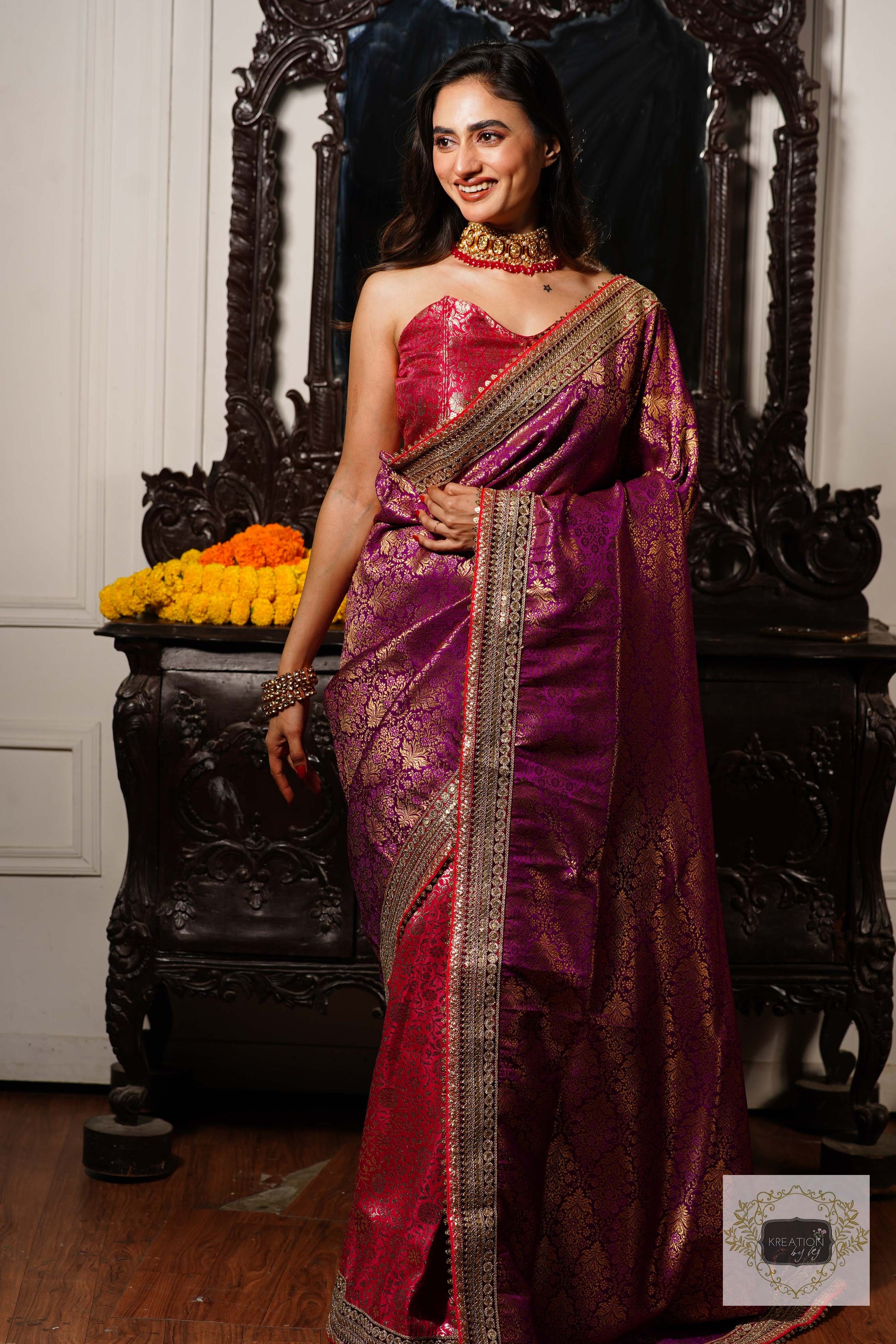 Buy Jamuni Guldabri Saree with Blouse by TORANI at Ogaan Online Shopping  Site