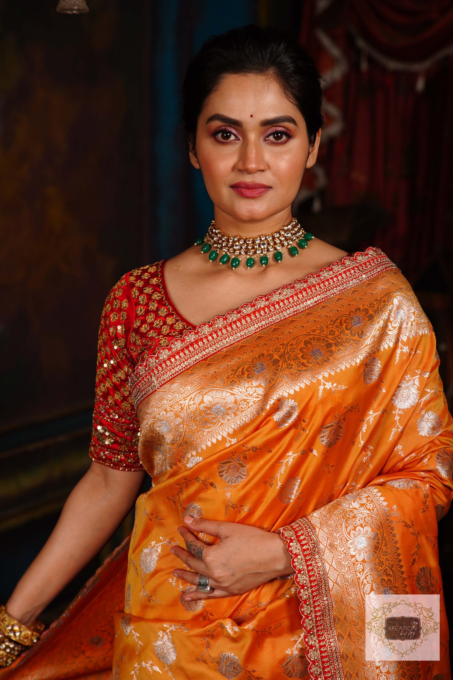 Yellow Kataan Banarasi Saree with Handembroidered Blouse Piece