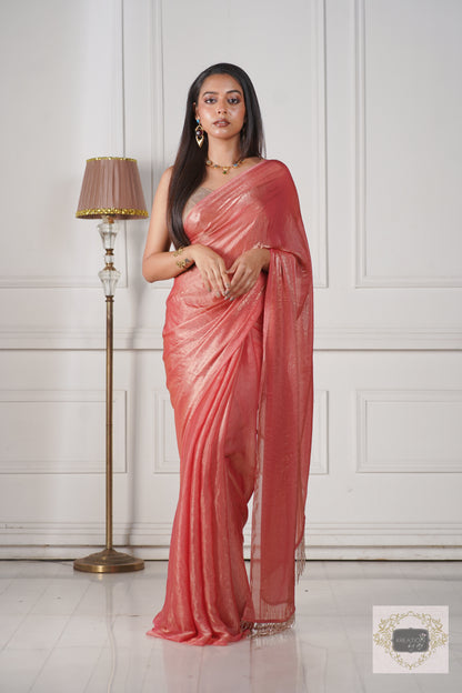 Old Rose Shimmer Satin Saree