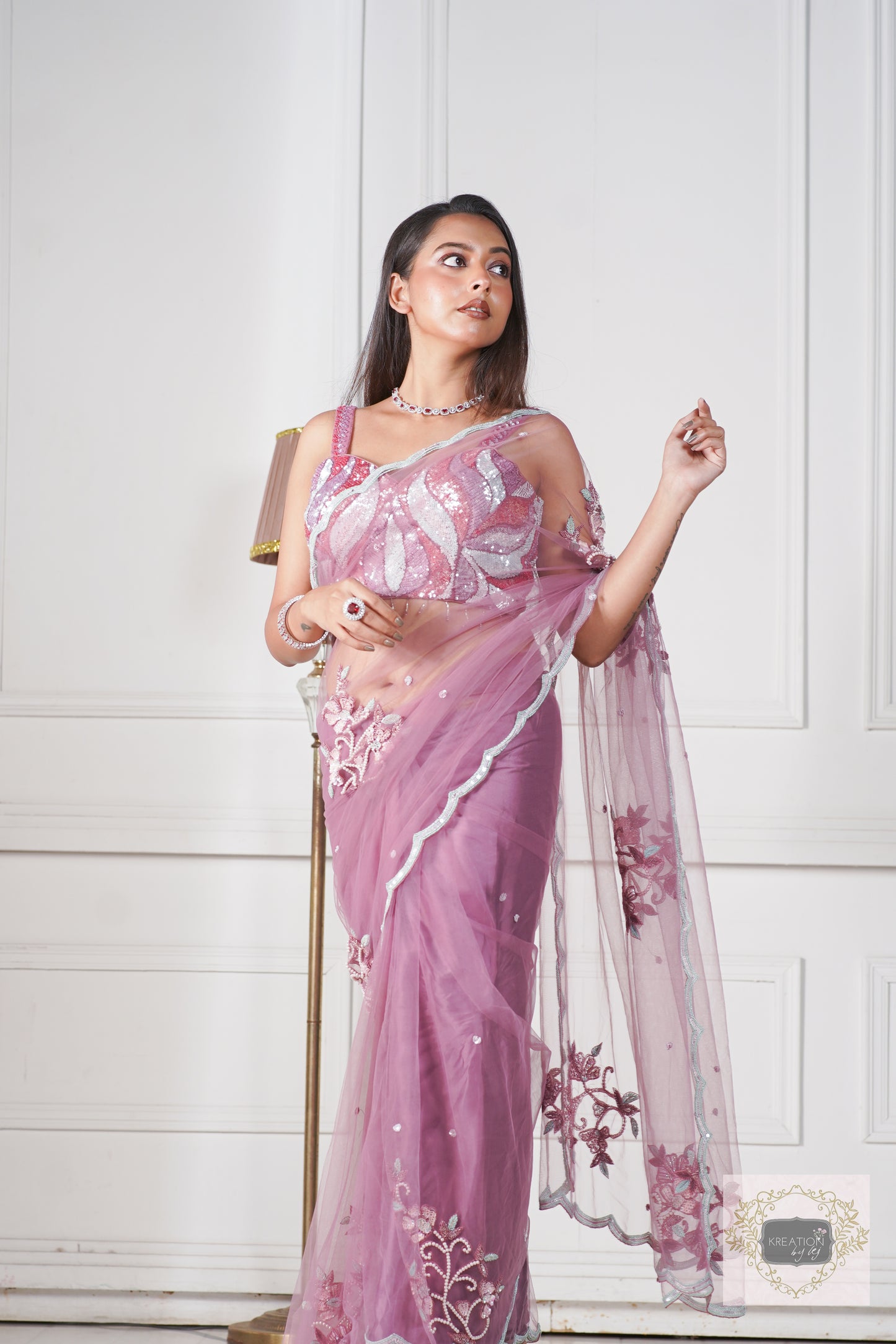 Heather Florescence Net Saree