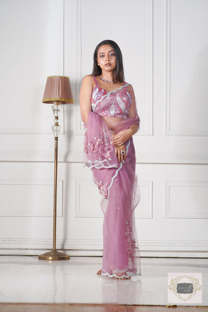 Heather Florescence Net Saree