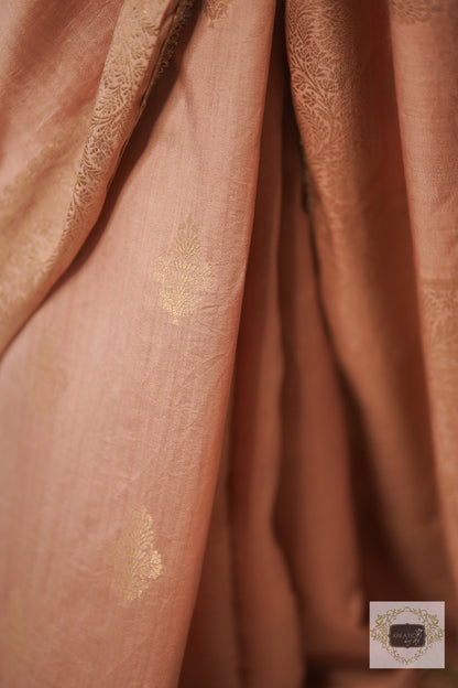 Dull Pink Kataan Silk Saree with Zari Lace Border