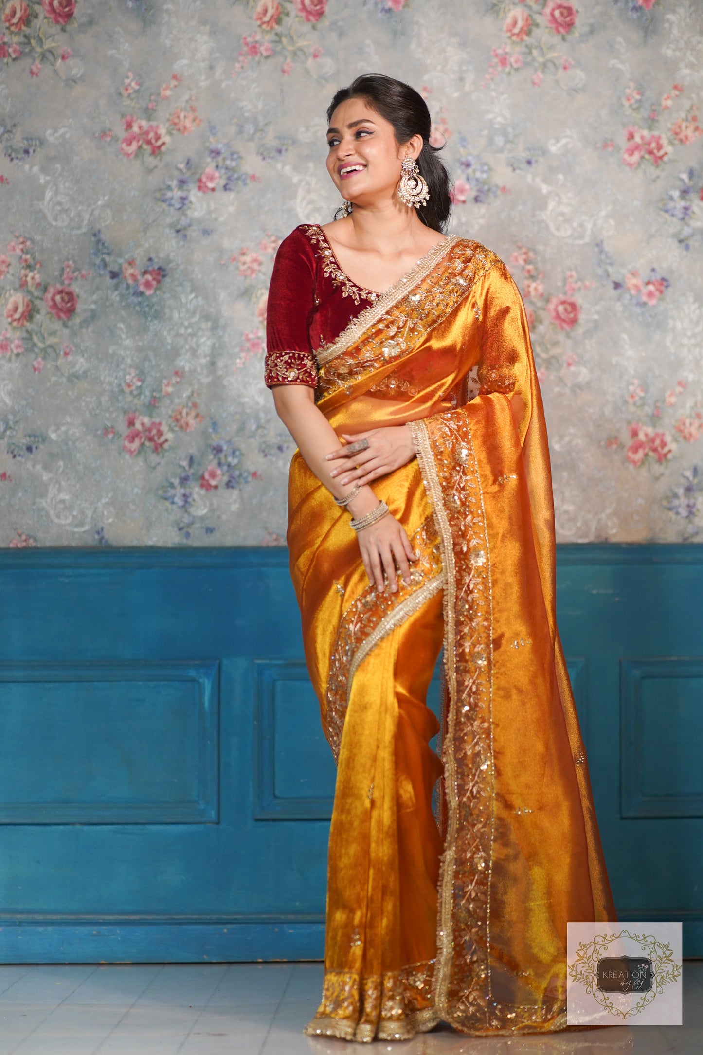 Fiery Gold Anaya Saree