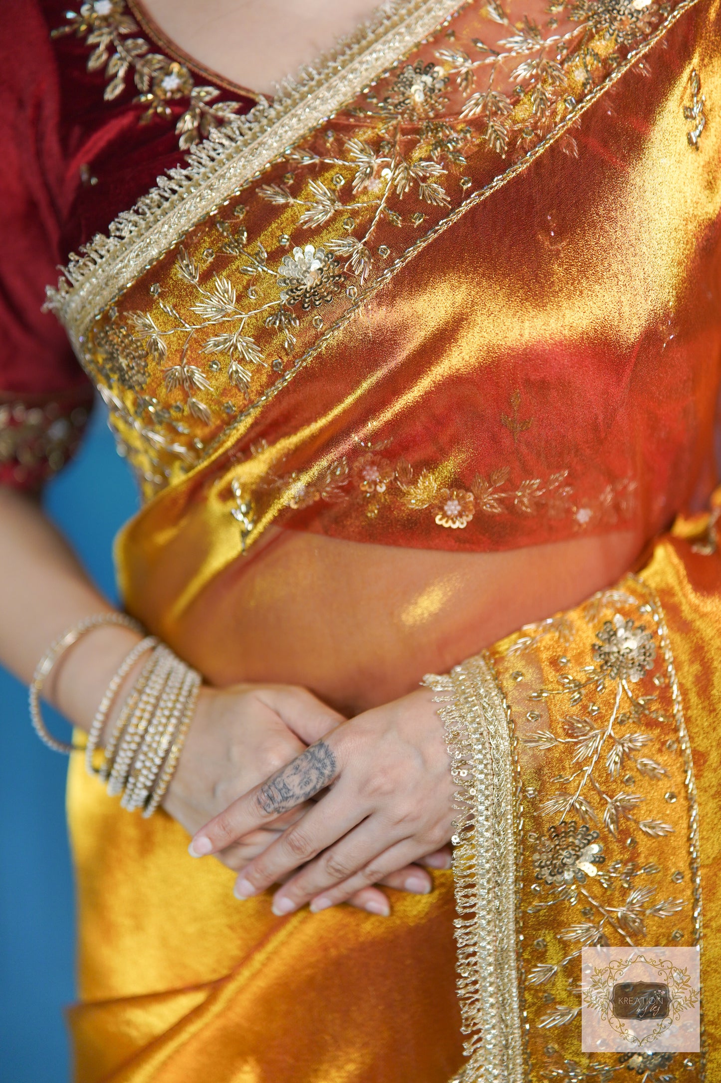 Fiery Gold Anaya Saree