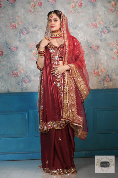 Red Bridal Handembroidered Veil