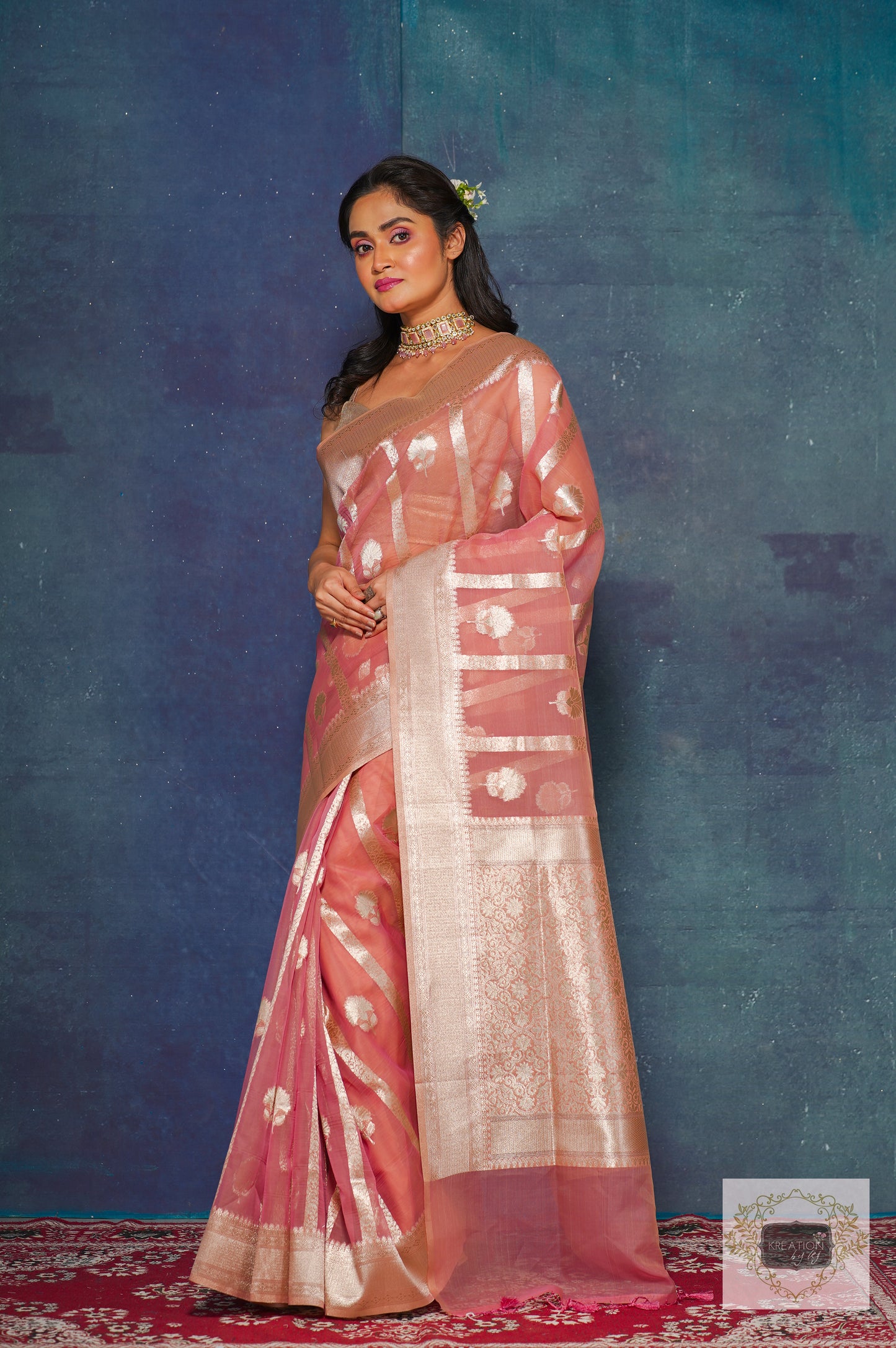 Light Pink Kora Silk Banarasi Saree