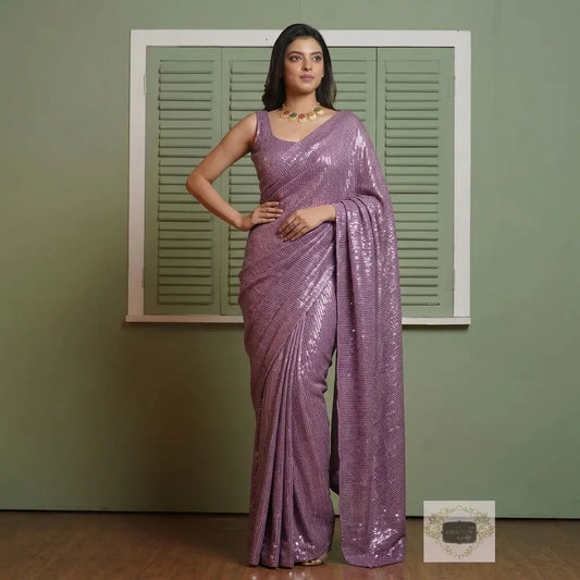 Mauve Sequins Saree kreationbykj