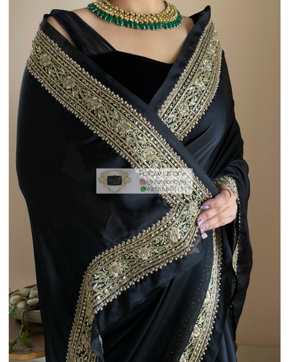 Black Zarina Saree - kreationbykj