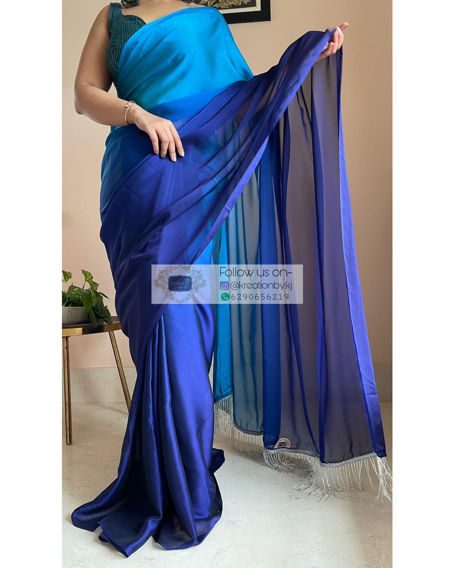 Siyahi Ombré Georgette Saree