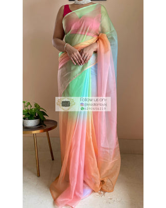 Candy Floss Kashmiri Embroidery Saree