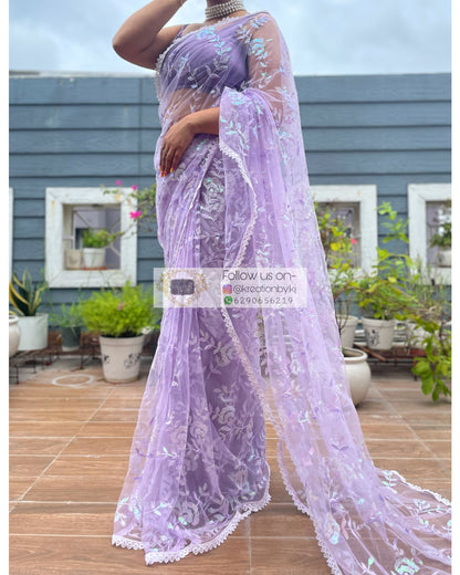 Lavender Bahar e Gul Saree