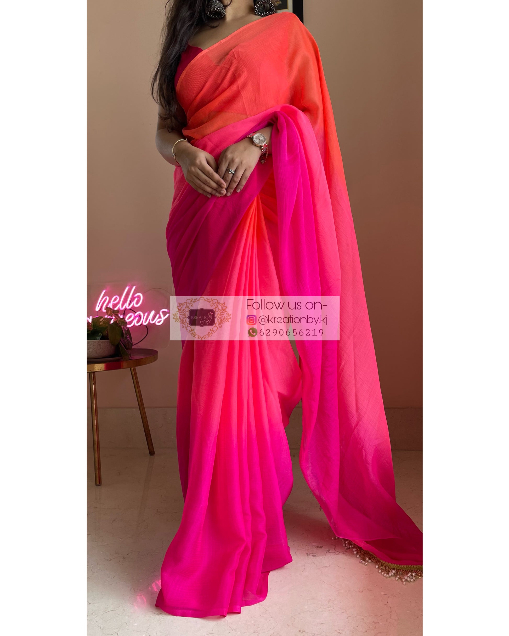 LIMITED STOCK !! Georgette dual shaded sarees with satin blouse Work ... |  TikTok