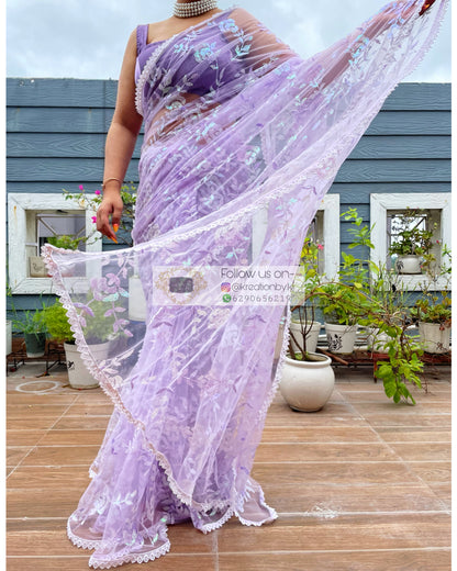 Lavender Bahar e Gul Saree