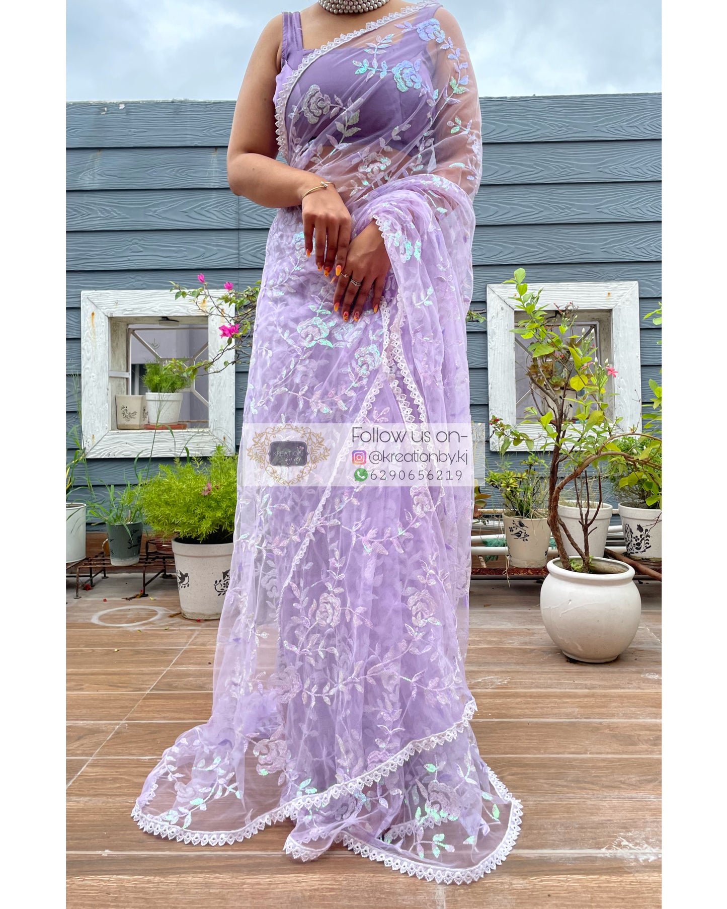 Lavender Bahar e Gul Saree