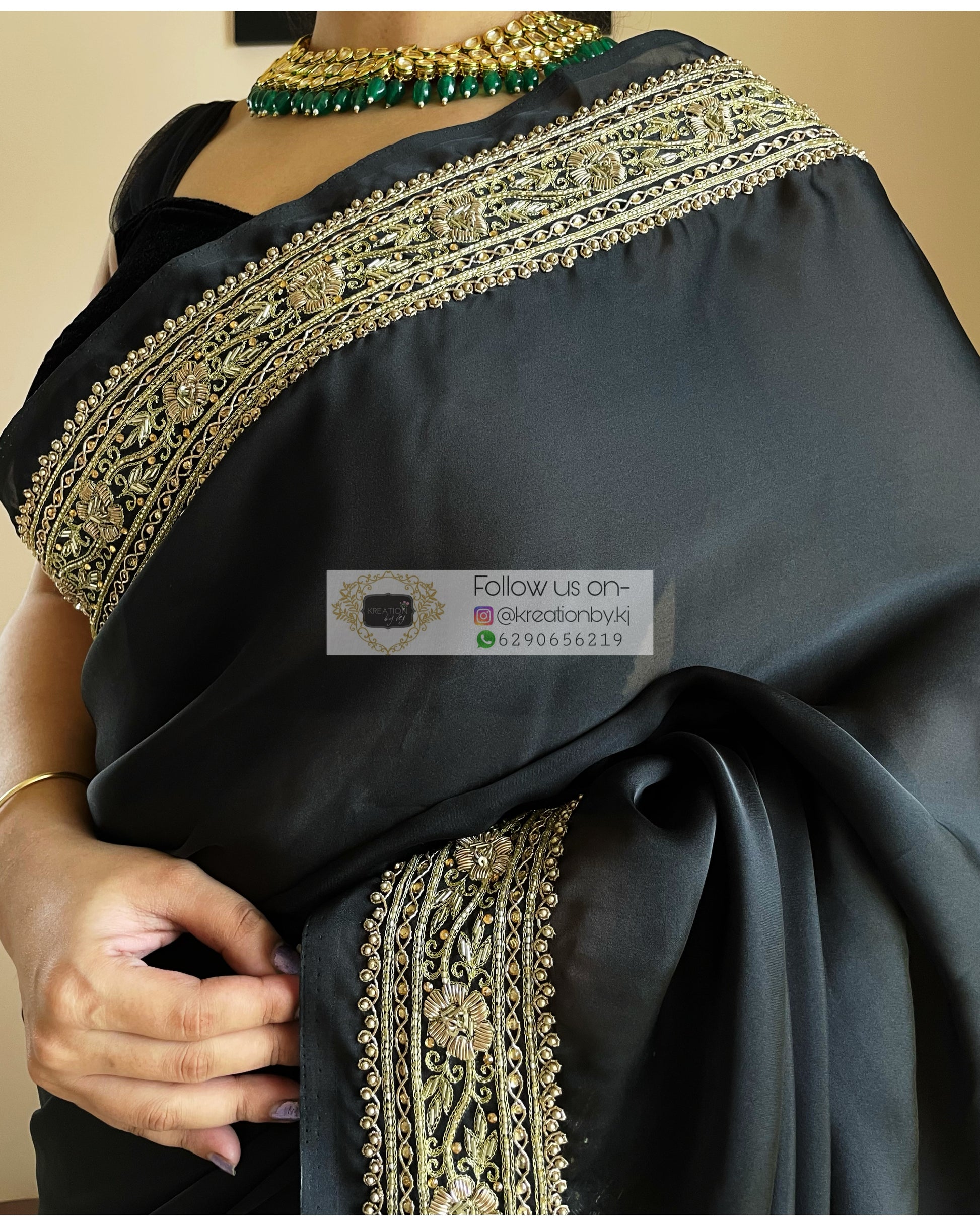 Black Zarina Saree - kreationbykj