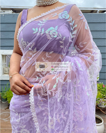 Lavender Bahar e Gul Saree