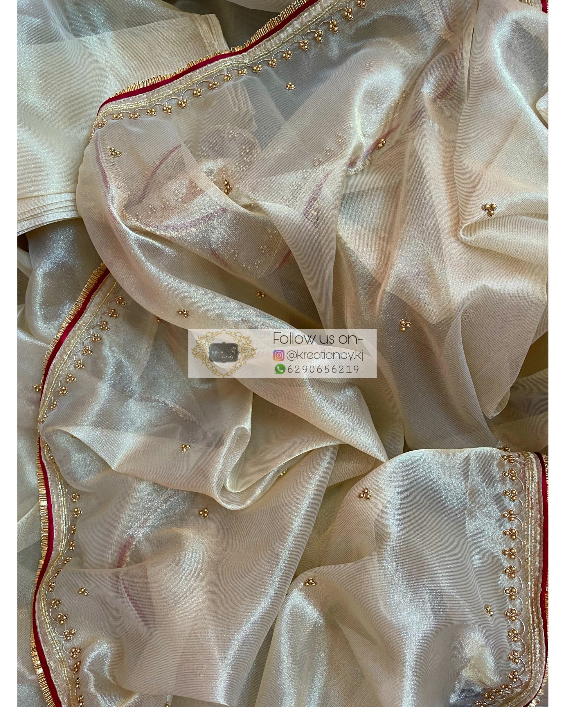 Swarna Beige Tissue Saree - kreationbykj