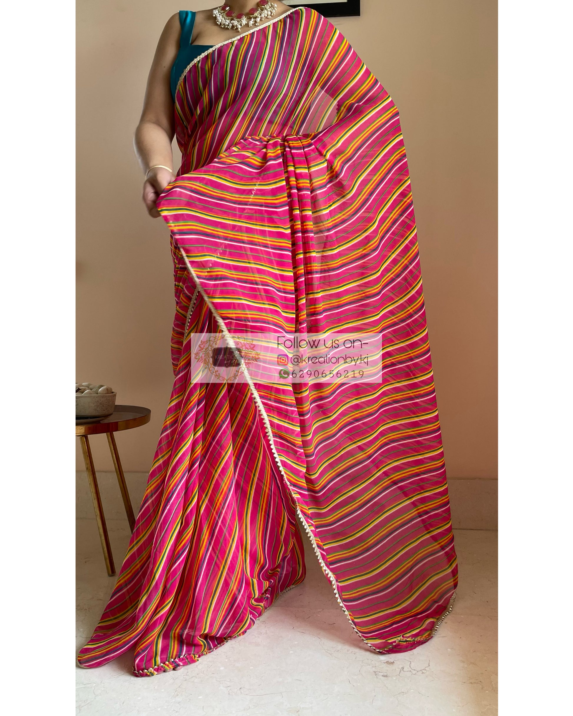 Rangeela Georgette Leheriya Saree - kreationbykj