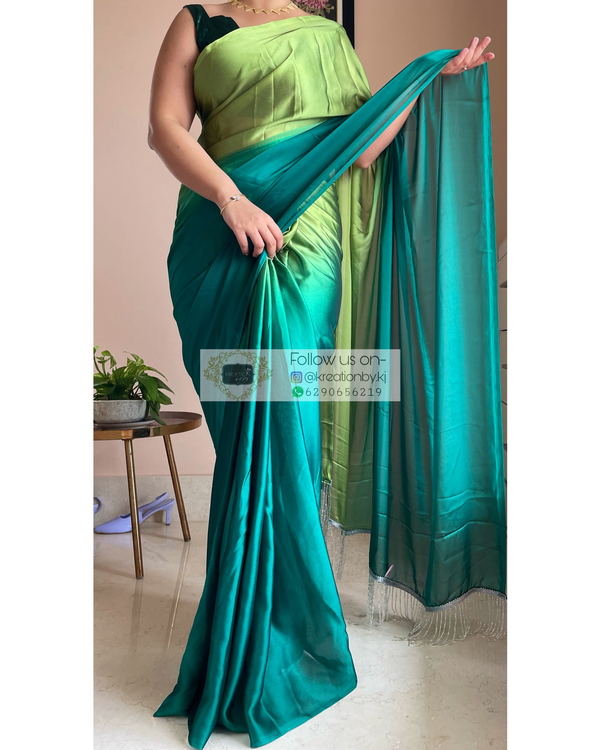 Green Woven Wedding Saree With Blouse 4447SR20