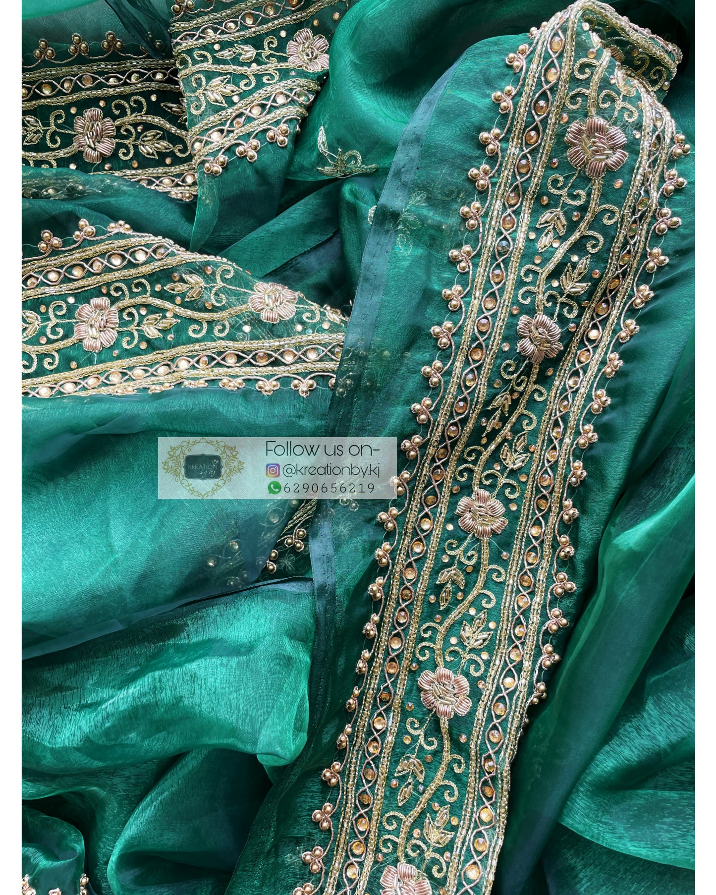 Forest Green Zarina Saree - kreationbykj