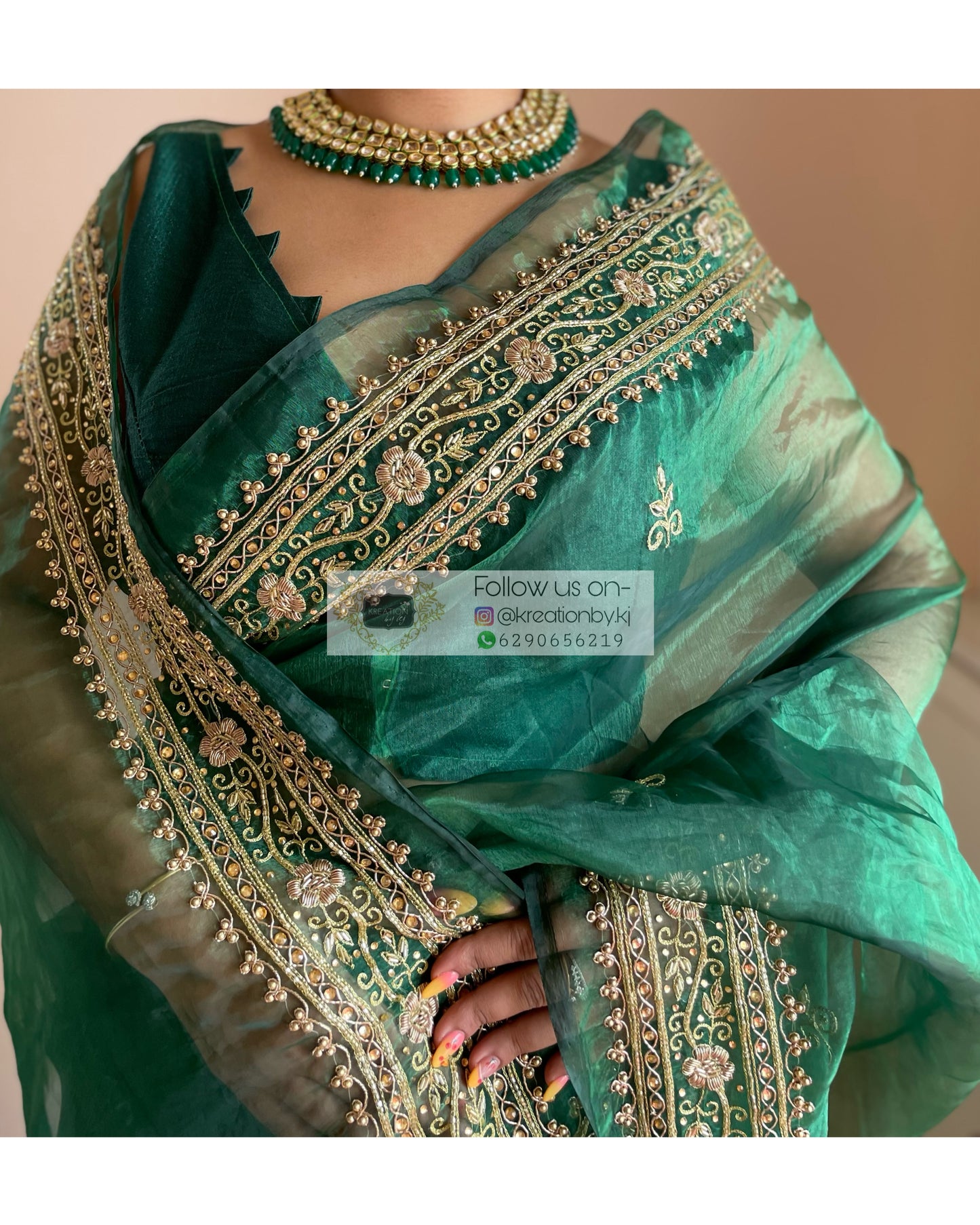 Forest Green Zarina Saree - kreationbykj