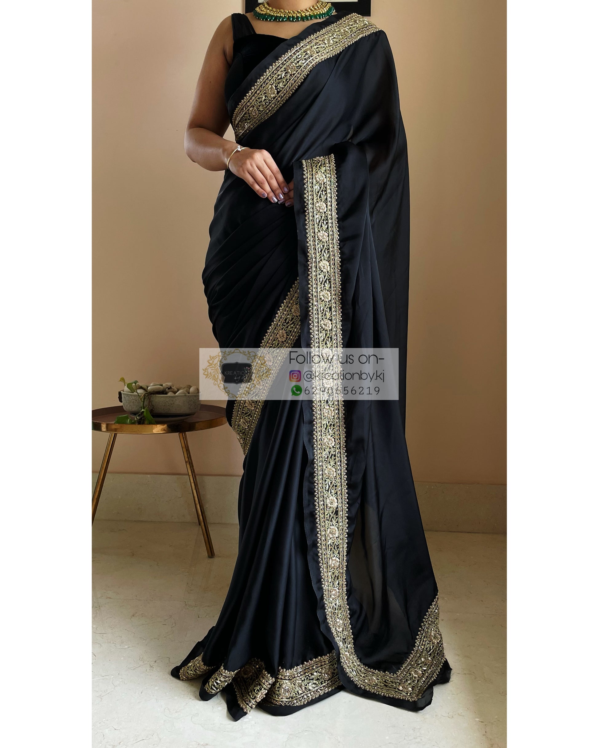 Black Zarina Saree - kreationbykj