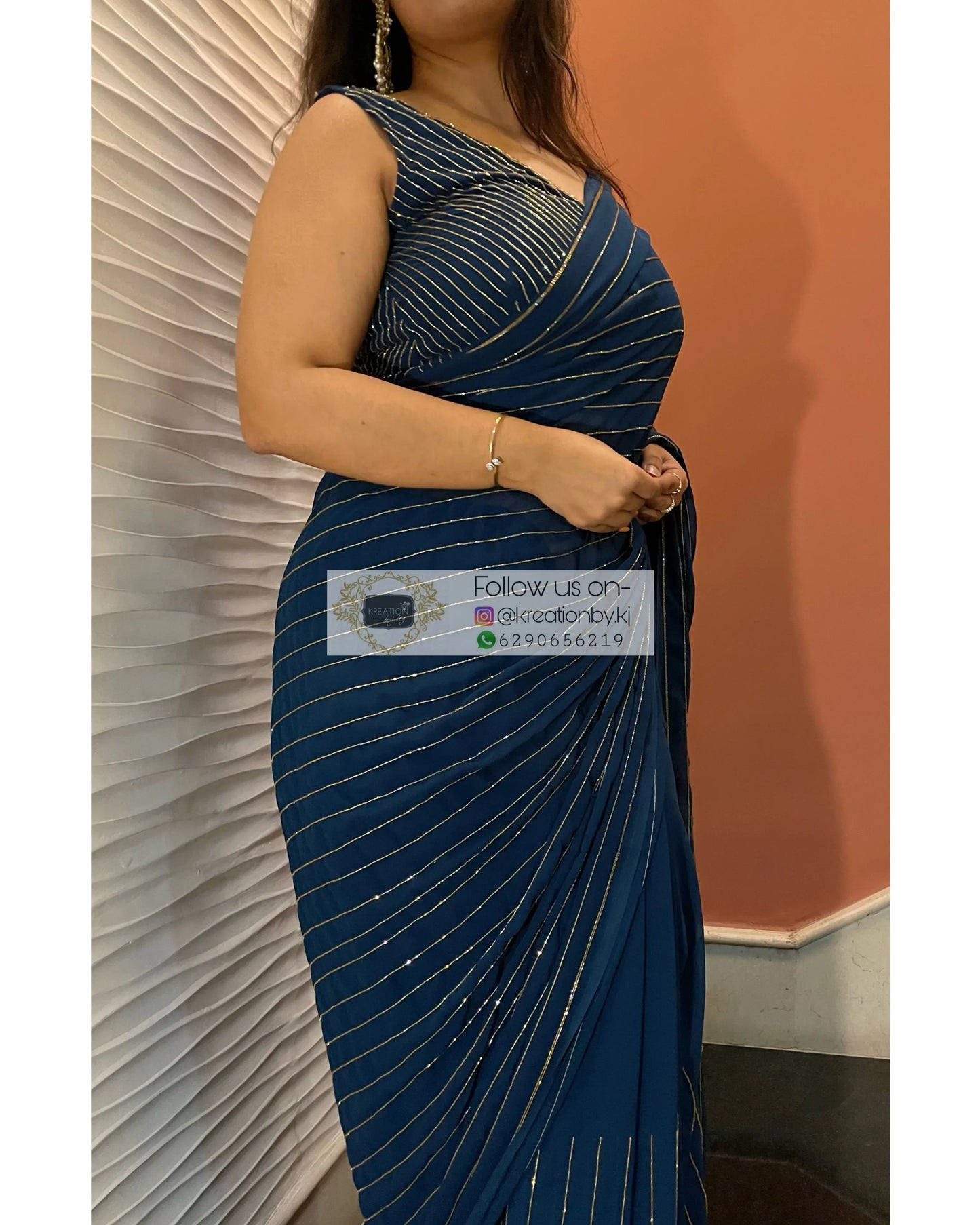 Midnight Blue Noorani Georgette Saree