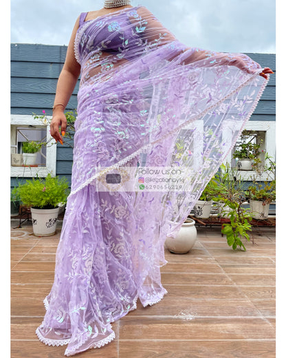 Lavender Bahar e Gul Saree