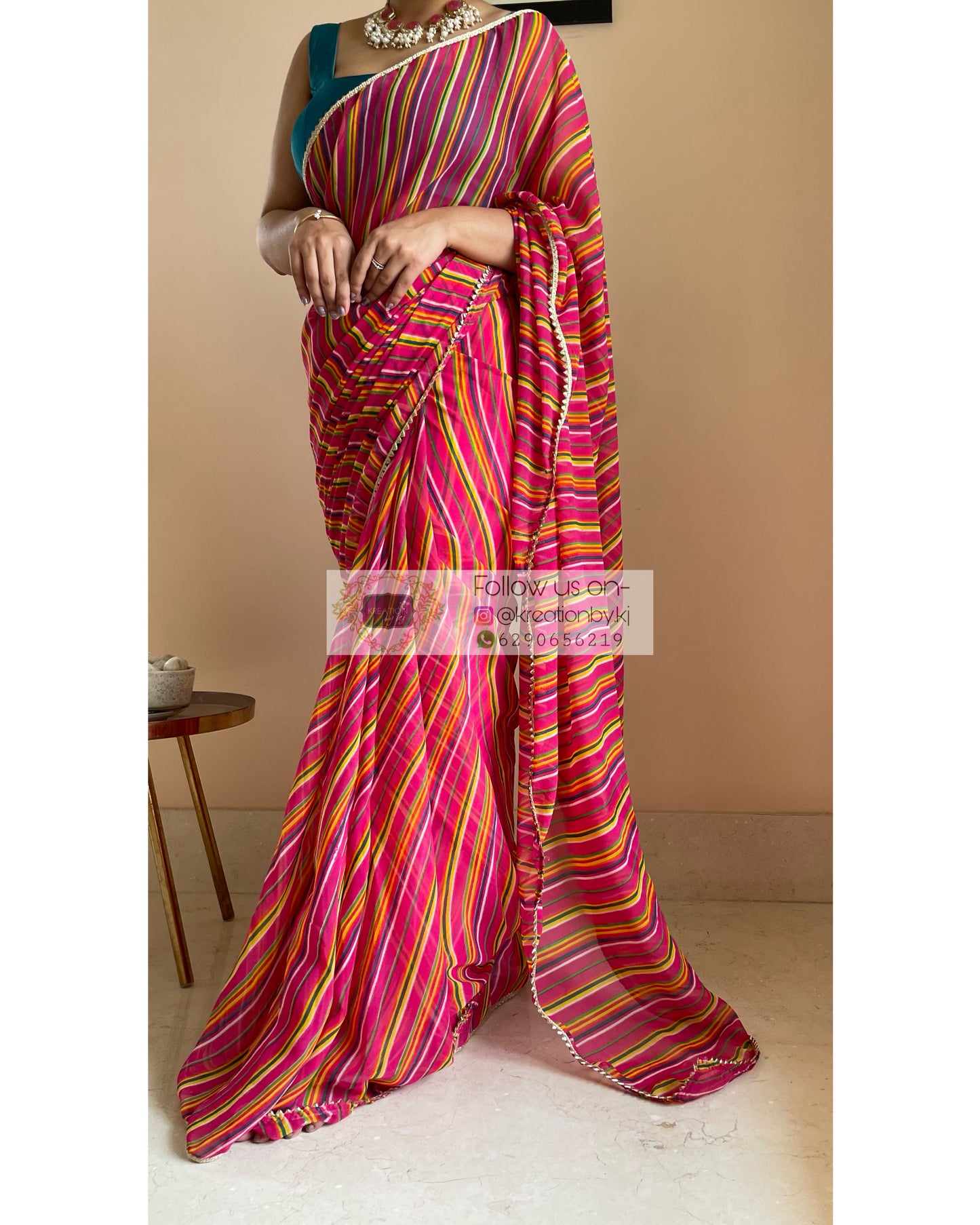 Rangeela Georgette Leheriya Saree - kreationbykj