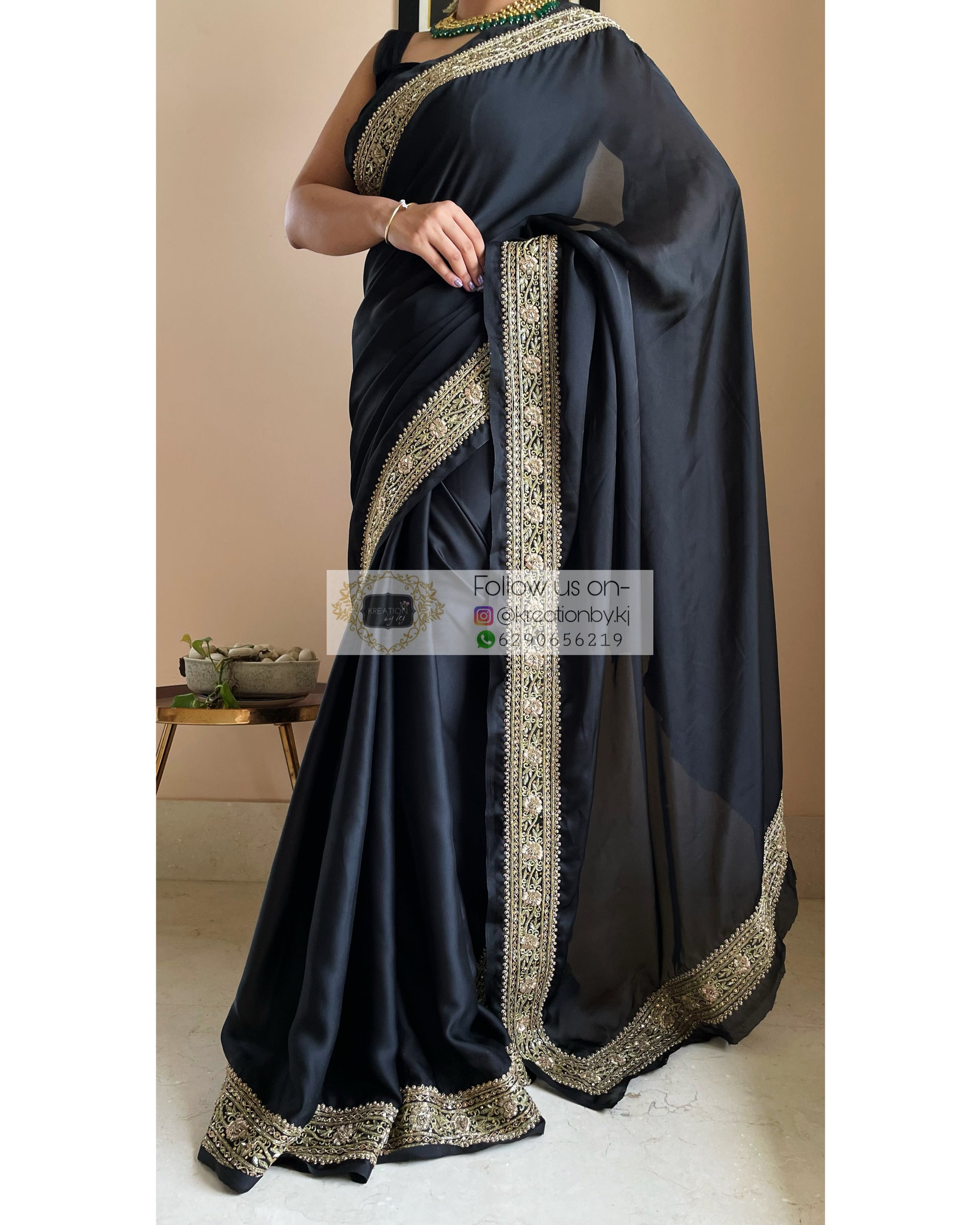 Black Zarina Saree - kreationbykj