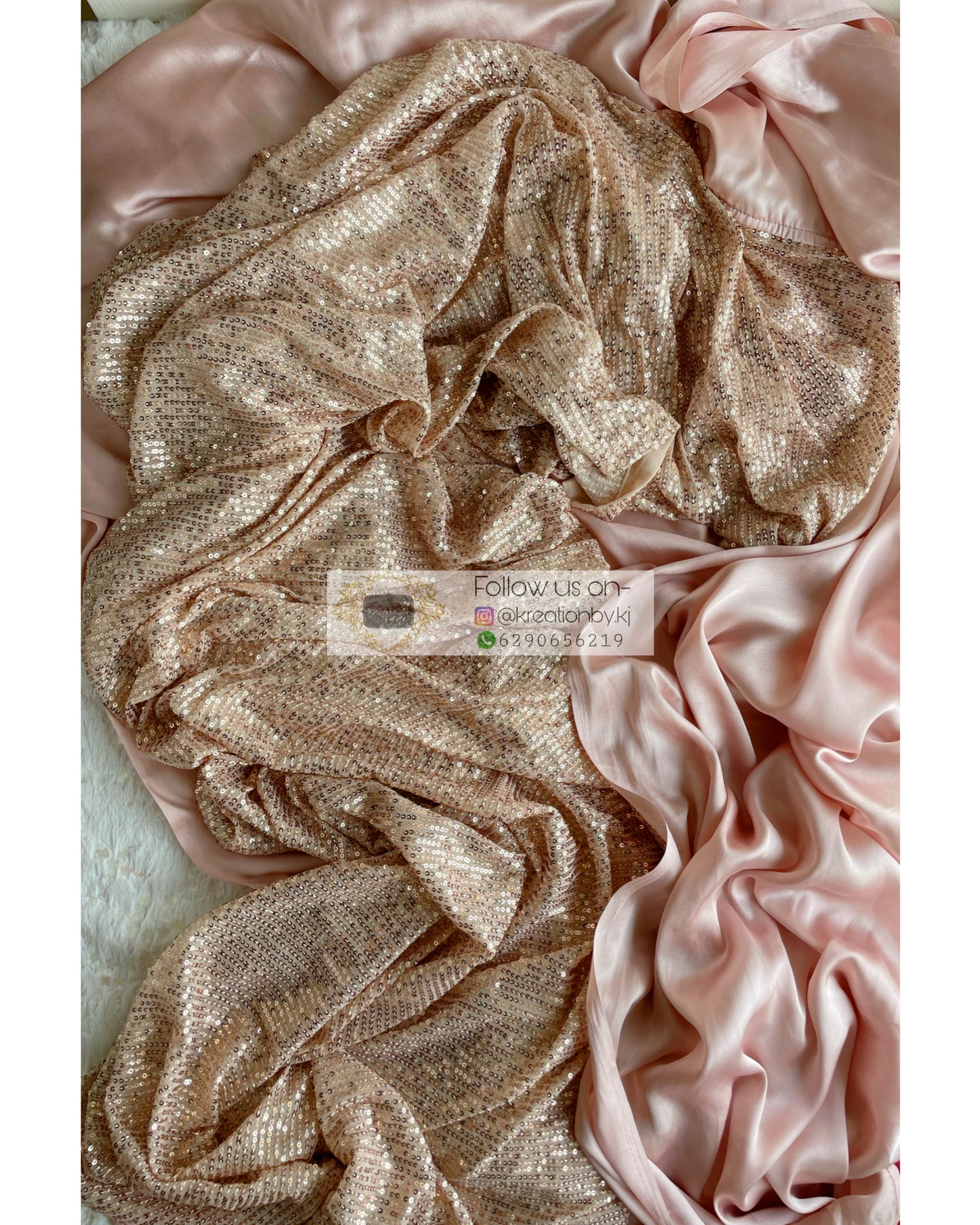 Beige Sequins Half Saree