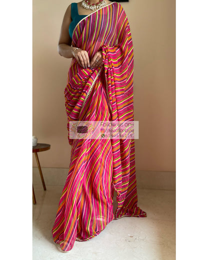 Rangeela Georgette Leheriya Saree - kreationbykj